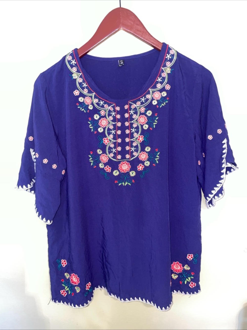 Ashir Aley Royal  Embroidered Peasant Tunic Size XL